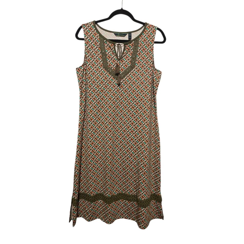 C.Wonder Crochet Trim Dress Womens MP Olive Tassels Boho Summer Vacation Resortโ